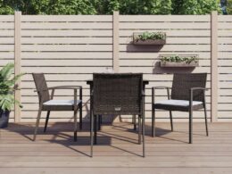 vidaXL 5 Piece Patio Dining Set with Cushions Poly Rattan and Steel