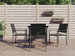 vidaXL 5 Piece Patio Dining Set Poly Rattan and Steel