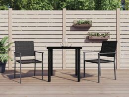 vidaXL 3 Piece Patio Dining Set Poly Rattan and Steel