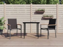 vidaXL 3 Piece Patio Dining Set Black Textilene and Steel