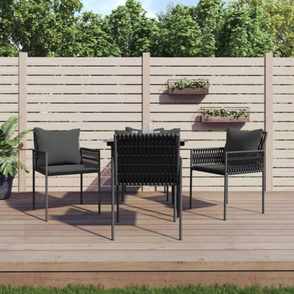 vidaXL 5 Piece Patio Dining Set with Cushions Poly Rattan and Steel