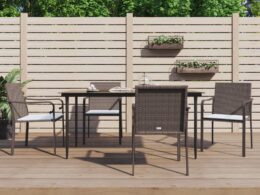 vidaXL Patio Chairs with Cushions 4 pcs Brown 22"x23.2"x33.1" Poly Rattan