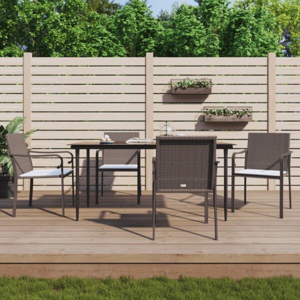 vidaXL Patio Chairs with Cushions 4 pcs Brown 22"x23.2"x33.1" Poly Rattan