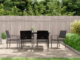vidaXL Patio Chairs 6 pcs Black 21.3"x24.6"x35" Poly Rattan