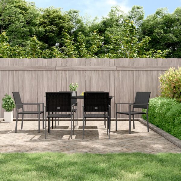 vidaXL Patio Chairs 6 pcs Black 21.3"x24.6"x35" Poly Rattan