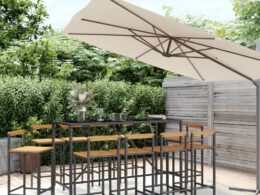 vidaXL 11 Piece Patio Bar Set Black Poly Rattan& Solid Wood Acacia