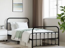 vidaXL Metal Bed Frame without Mattress with Footboard Black 39.4"x78.7"