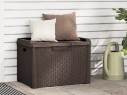 vidaXL Patio Storage Box Brown 33 gal PP