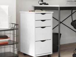 vidaXL Rolling Cabinet with Drawers MOSS White Solid Wood Pine