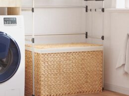 vidaXL Laundry Basket with 3 Sections 29.5"x16.7"x20.5" Water Hyacinth