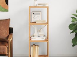 vidaXL 4-Tier Shelf 15.7"x11.8"x44.1" Solid Wood Oak