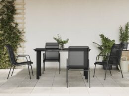 vidaXL 5 Piece Patio Dining Set Black Steel and Textilene