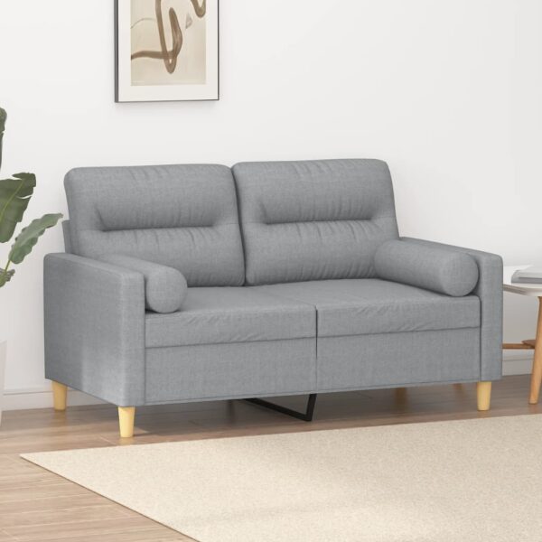 vidaXL 2-Seater Sofa with Throw Pillows Light Gray 47.2" Fabric