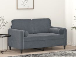 vidaXL 2-Seater Sofa with Throw Pillows Dark Gray 47.2" Velvet