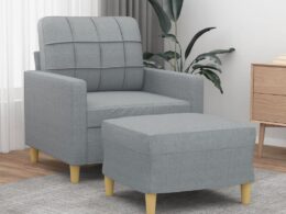 vidaXL Sofa Chair with Footstool Light Gray 23.6" Fabric