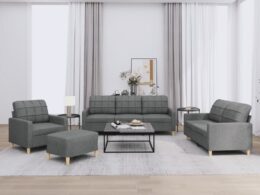 vidaXL 4 Piece Sofa Set with Cushions Dark Gray Fabric