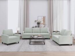 vidaXL 3 Piece Sofa Set with Cushions Light Gray Velvet