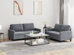 vidaXL 2 Piece Sofa Set with Cushions Dark Gray Velvet