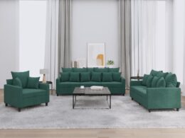 vidaXL 3 Piece Sofa Set with Cushions Dark Green Velvet