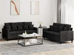 vidaXL 2 Piece Sofa Set with Cushions Black Velvet