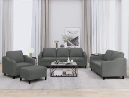 vidaXL 4 Piece Sofa Set with Cushions Dark Gray Fabric