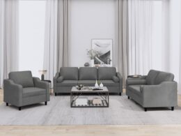 vidaXL 3 Piece Sofa Set with Pillows Dark Gray Fabric