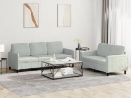 vidaXL 2 Piece Sofa Set Light Gray Velvet