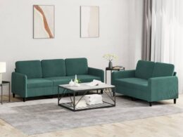 vidaXL 2 Piece Sofa Set Dark Green Velvet