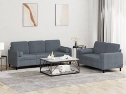 vidaXL 2 Piece Sofa Set with Pillows Dark Gray Velvet