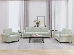 vidaXL 3 Piece Sofa Set with Cushions Light Gray Velvet