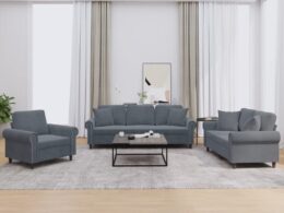 vidaXL 3 Piece Sofa Set with Pillows Dark Gray Velvet