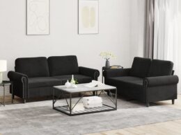 vidaXL 2 Piece Sofa Set with Cushions Black Velvet