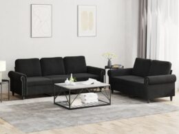 vidaXL 2 Piece Sofa Set with Cushions Black Velvet