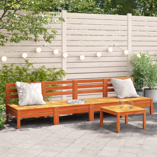 vidaXL Patio Sofas Armless 4 pcs Wax Brown Solid Wood Pine