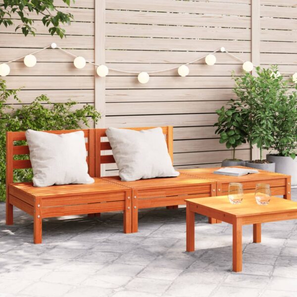 vidaXL Patio Sofa 3-Seater Wax Brown Solid Wood Pine
