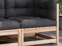 vidaXL Patio Sofa Corner with Cushions Solid Wood Pine