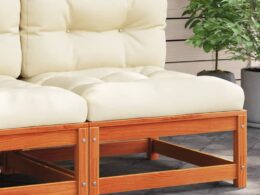 vidaXL Patio Sofa Armless with Cushions Wax Brown Solid Wood Pine