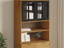 vidaXL Top for Highboard with Glass Doors FLAM Solid Wood Pine