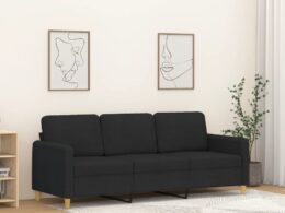 vidaXL 3-Seater Sofa Black 70.9" Fabric