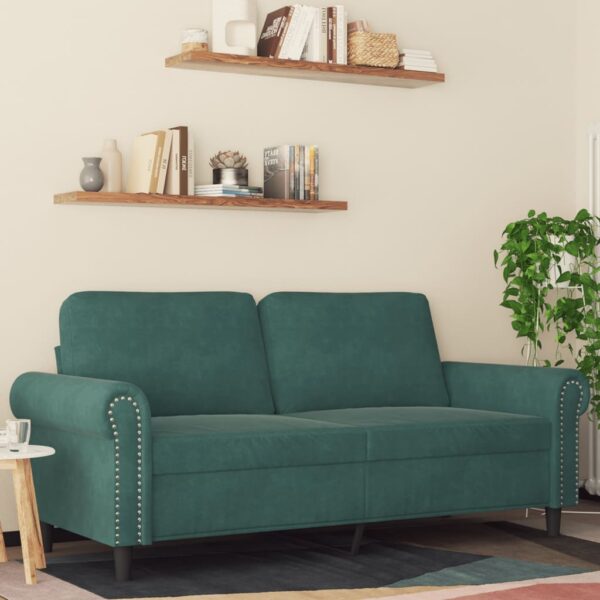 vidaXL 2-Seater Sofa Dark Green 55.1" Velvet