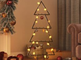 vidaXL Metal Christmas Tree for Decoration Black 35.4"