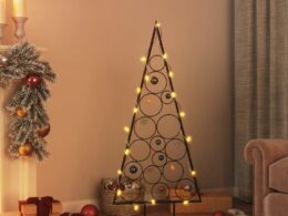 vidaXL Metal Christmas Tree for Decoration Black 49.2"