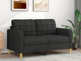 vidaXL 2-Seater Sofa Black 55.1" Fabric
