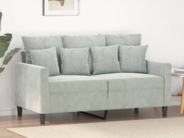 vidaXL 2-Seater Sofa Light Gray 47.2" Velvet
