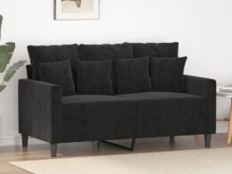 vidaXL 2-Seater Sofa Black 47.2" Velvet