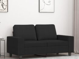 vidaXL 2-Seater Sofa Black 47.2" Fabric