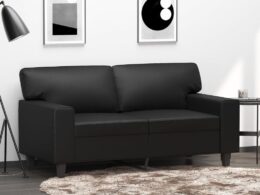 vidaXL 2-Seater Sofa Black 47.2" Faux Leather