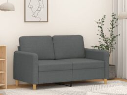 vidaXL 2-Seater Sofa Dark Gray 47.2" Fabric