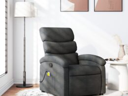 vidaXL Massage Recliner Chair Dark Gray Fabric