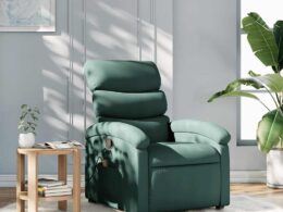 vidaXL Massage Recliner Chair Dark Green Fabric